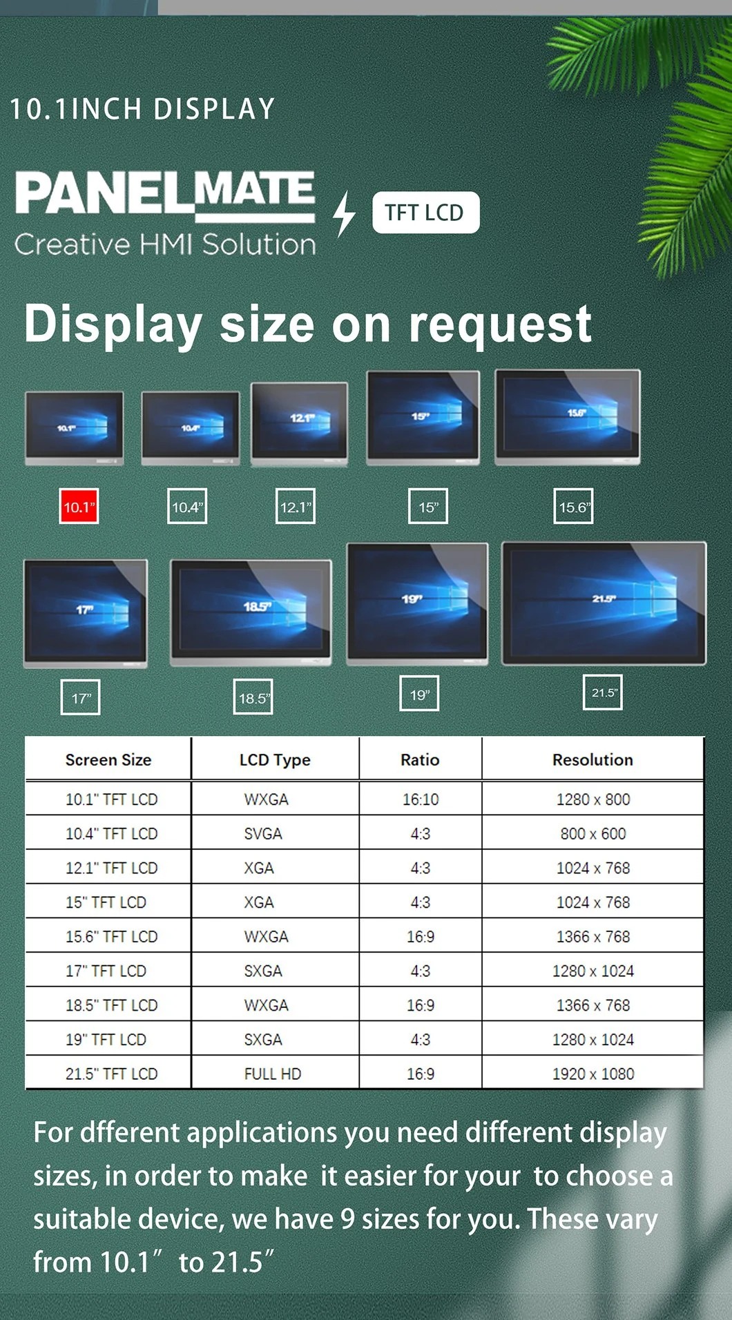 10.1 Inch Industrial Control Panel Resistive Touch Screen Embedded Panel Display IP65 HMI Industrial Display Industrial Monitor