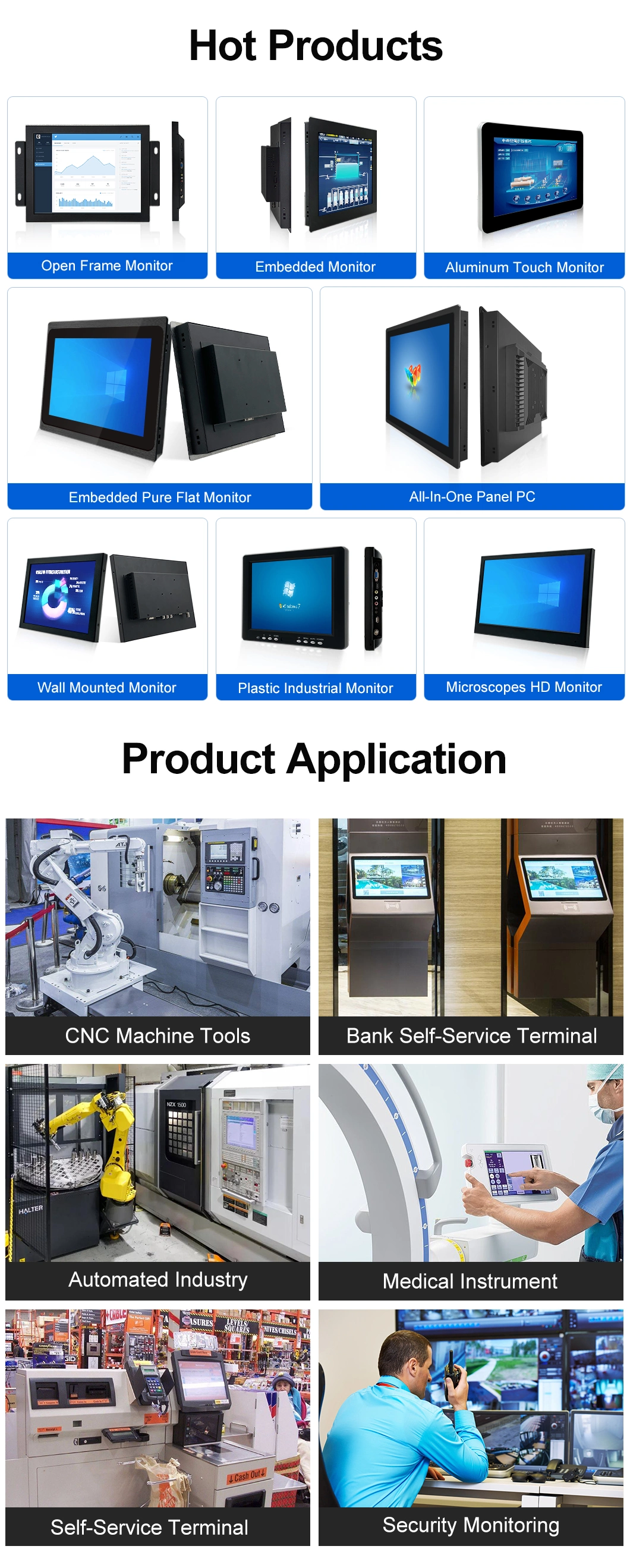 18.5 Inch 1366*768 HDMI VGA AV BNC Non Touch Screen Metal Case TFT Open Frame Embedded OEM ODM Industrial LCD Monitor