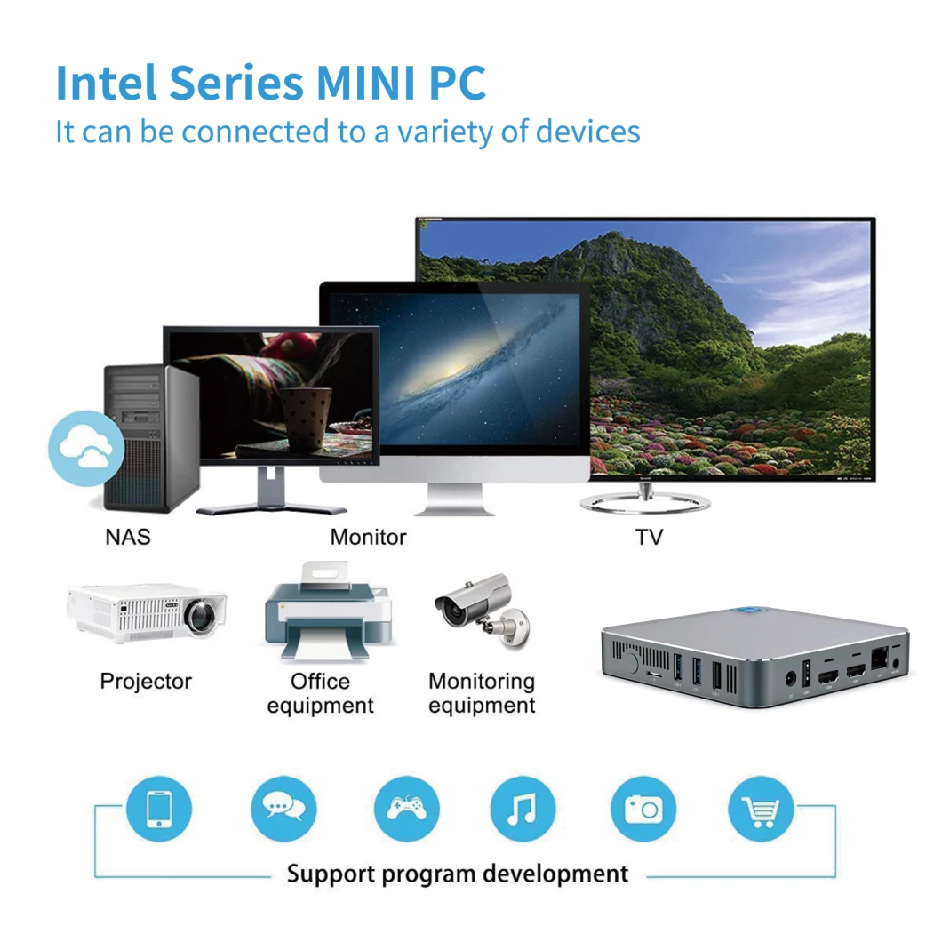 2022 Factory Price Ak7 Intel Gemini Lake J4125 CPU 4+64G 8+128g Gaming PC Support Windows 10/11 Linux Ubuntu 20.04 Mini Computer Mini PC