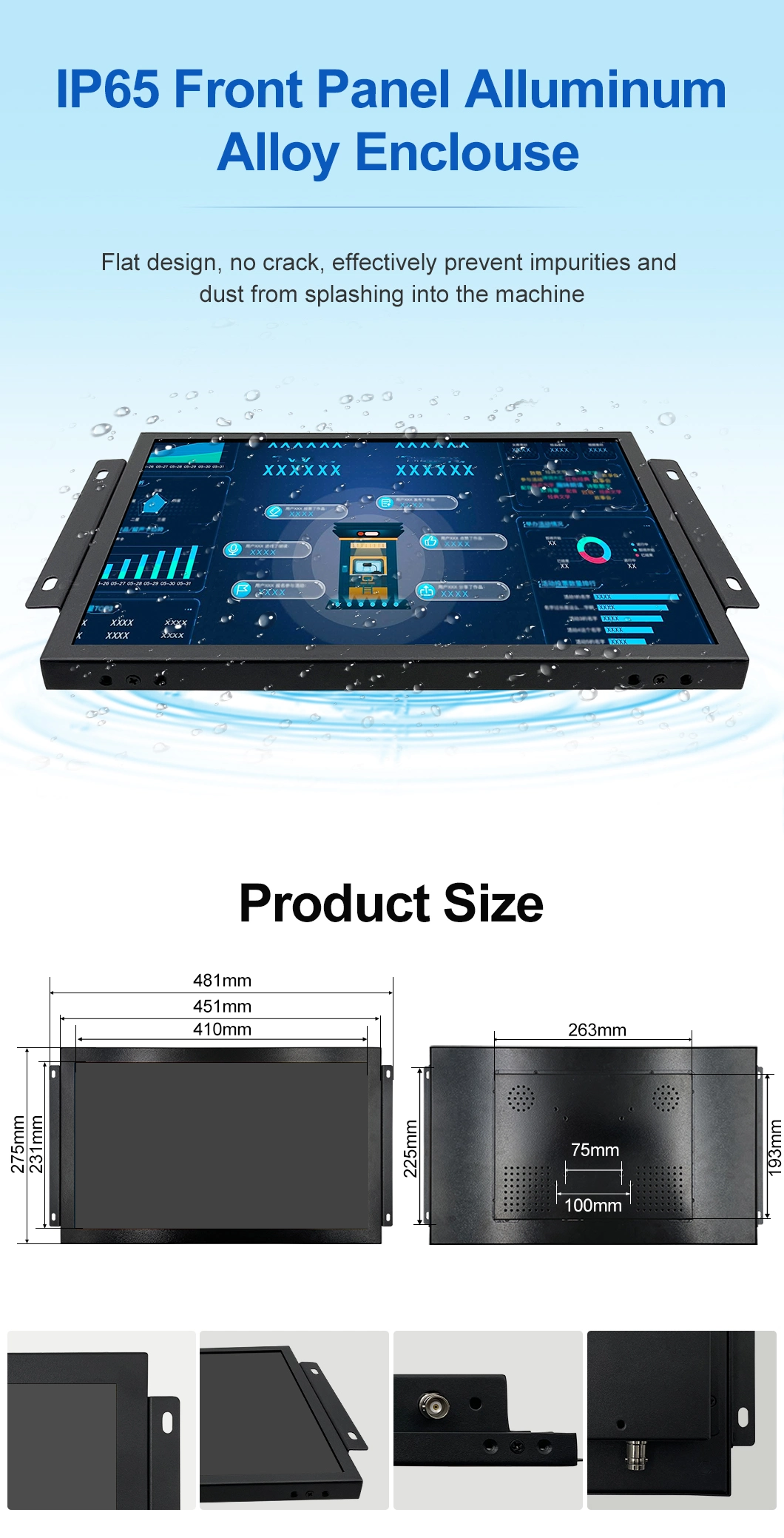 18.5 Inch 1366*768 HDMI VGA AV BNC Non Touch Screen Metal Case TFT Open Frame Embedded OEM ODM Industrial LCD Monitor